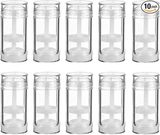 10 Pcs 50ml 1.7 OZ Empty Deodorant Containers Twist-up Filling Stick Clear Plastic Deodorant Container Refillable Deodorant Bottles Bottom-fill Round Lip Balm Tubes for DIY Lipstick (Clear)