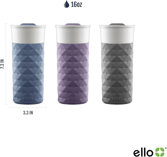 Ello Ogden 16oz Ceramic Travel Mug with Splash-Resistant Slider Lid and Protective Silicone Sleeve, Perfect for Coffee or Tea, BPA-Free, Dishwasher Safe, Teal