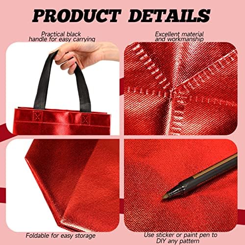 Eccliy 80 Pcs Reusable Gift Bags, Medium, Red with Black Handles - Image 5