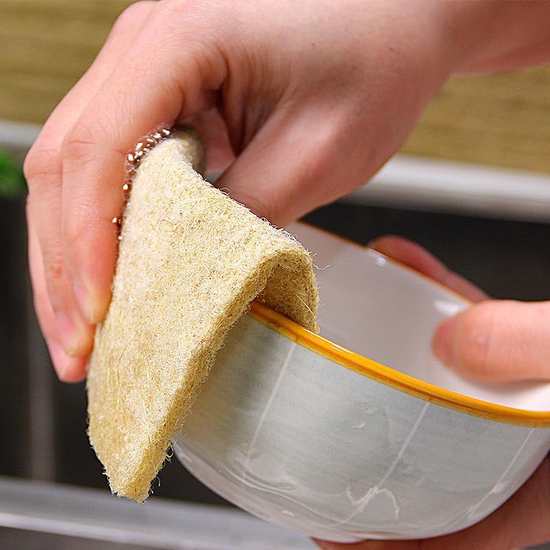 Plant‑Based Sisal Fiber Scrub Pads Powerful Kitchen Cleaning Scrubbers Sponge Dish Washing Sponge, Trial Pack of 5 Compostable, Non‑Scratch Dish Scrubbers, Odor‑Resistant - Image 4