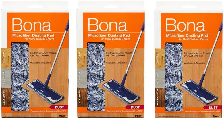 3 Pack Bona Dusting Pad | Designed on Hardwood, Stone, Tile and Laminated Floors | 4" W x 15" L… by Bona
