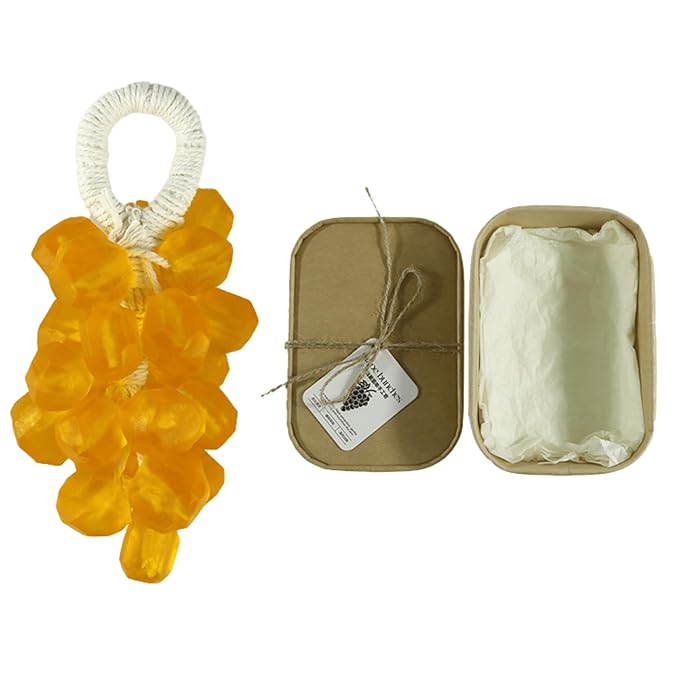 Grape Soap, Handmade Grape Soap on a Rope, Crystal Grapes Shaped with Natural Ingredients, Christmas Decorative Hand Soaps for Washing Hands & Fresh Air, Gift Choice for Women Men (Calendula B)