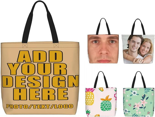 Custom Large Black Tote Bag With Pocket Extra Large Reusable Grocery Bags