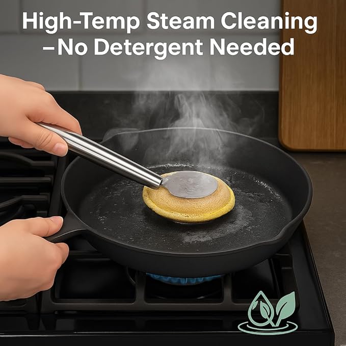 Kitchen Scrub Brush with Handle, Non-Scratch Extra Strong Cleaning Brush for Wok, Cast Iron, Pans, Oven Racks, Air Fryer - Strong Model