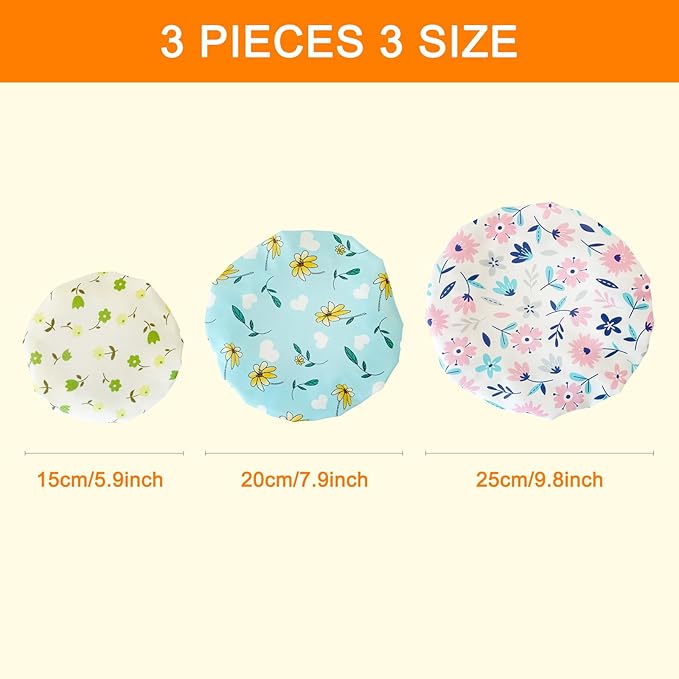 3 PCS Reusable Food Grade TPU Double Layer Bowl Lids,Food Cover Stretch Edging,Reusable Bowl Covers for Cup, Cans, Jars, Round & Rectangle Container