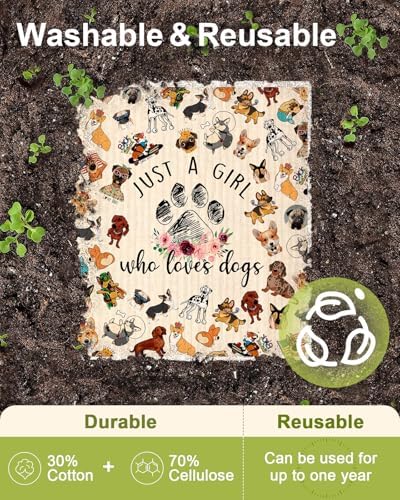 Miss Adola Swedish Dishcloths for Kitchen - 5 Pack Reusable Dish Cloths for Washing Dishes Absorbent Cute Funny Kitchen Towels Cleaning Sponge, Little Puppy - Image 3