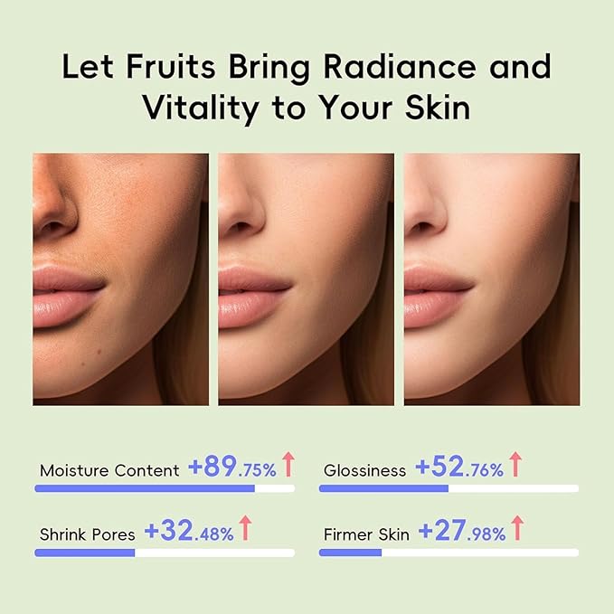 Skin Care Set, Fruit Women Birthday Christmas Beauty Gift Sets, Skin Care Kit with Cleanser, Serum, Eye Cream, Face Cream Travel Kit for Women, Gentle, Full Sizes 4pcs, Stocking Stuffers