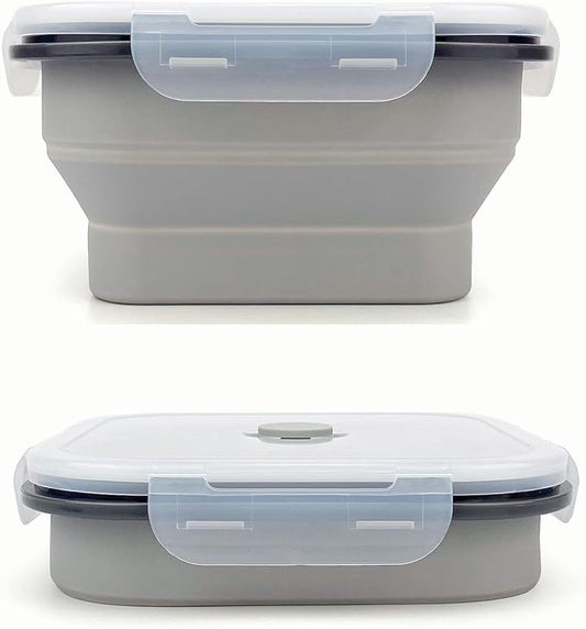 CARTINTS Collapsible Camping Bowl, Silicone Food Container with Lid, Space-Saving Camping Utensils for Kitchen and Outdoor, Microwave Safe 900ml