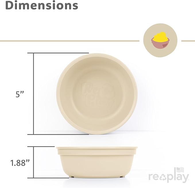 Re-Play 12 oz. Toddler Bowls Set of 4 - Kids Deep-Walled, Durable & Reusable Snack and Meal Bowls, Dishwasher & Microwave Safe, BPA-Free, Made in USA from Recycled Plastic, Desert Roses