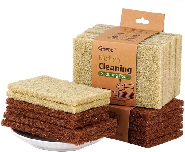 Plant‑Based Sisal Fiber Scrub Pads Powerful Kitchen Cleaning Scrubbers Sponge Dish Washing Sponge, Trial Pack of 5 Compostable, Non‑Scratch Dish Scrubbers, Odor‑Resistant - Image 3