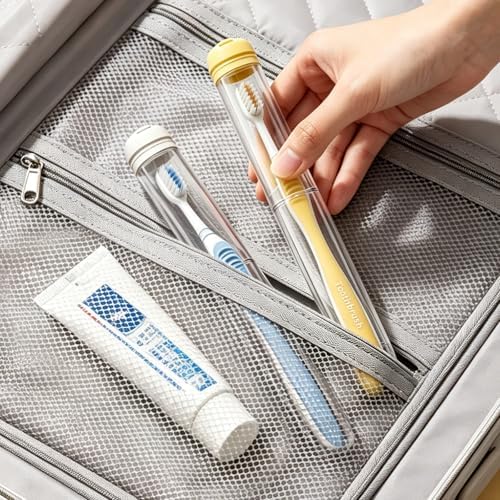 MOPMS Toothbrush Travel Case 2PK, Leak-Proof Clear Holder by MOPMS