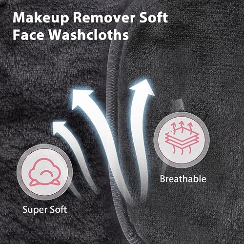 Makeup Remover Cloth, 6" x 6" Make Up Towels Reusable Face Cloth for Washing Face, Makeup Remover Pads Microfiber Face Washcloth with Mesh Bag, Just Water, Eco-friendly, 12 PACK - Image 3