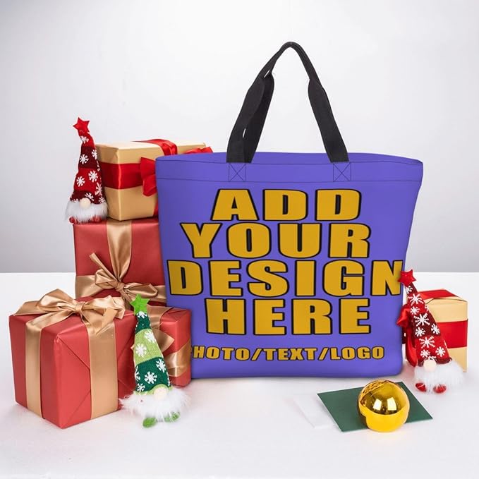 Custom Large Black Tote Bag With Pocket Extra Large Reusable Grocery Bags