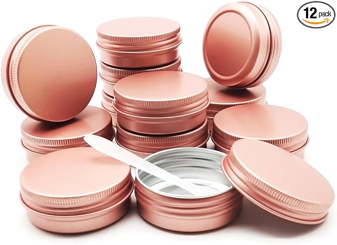 12pcs 1oz 30ml Aluminum Tin Jar, 30g Refillable Makeup Container, 30 Gram Screw Lid Round Can Sample Pot Travel for Cosmetic DIY Handmade Lip Balm Cream Salve Toner Candle Paint, Matte-Pink