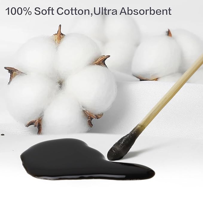 Bamboo Cotton Swabs 1000 Count - Long Swab 6 inch - Cotton Buds with Wooden Sticks - Biodegradable Tipped Applicators Cleaning Buds for Makeup, Pet Care, Gun Cleaning