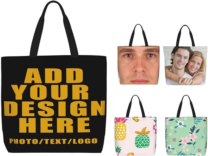 Custom Large Black Tote Bag With Pocket Extra Large Reusable Grocery Bags