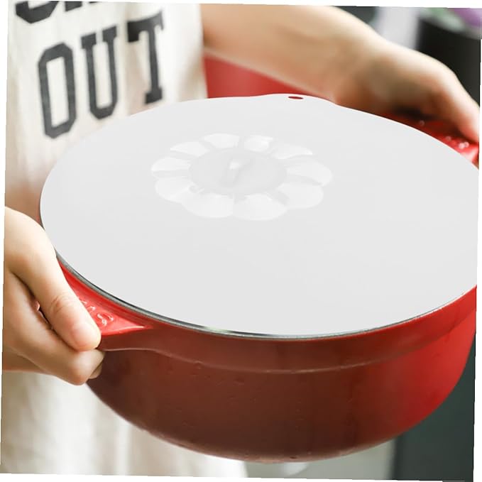 DOITOOL Extra Large Round Food Grade Silicone Suction Sealing Lid for Bowls Pans Plates Microwave and Dishwasher Safe Stretchable White Cover for Home Food Preservation