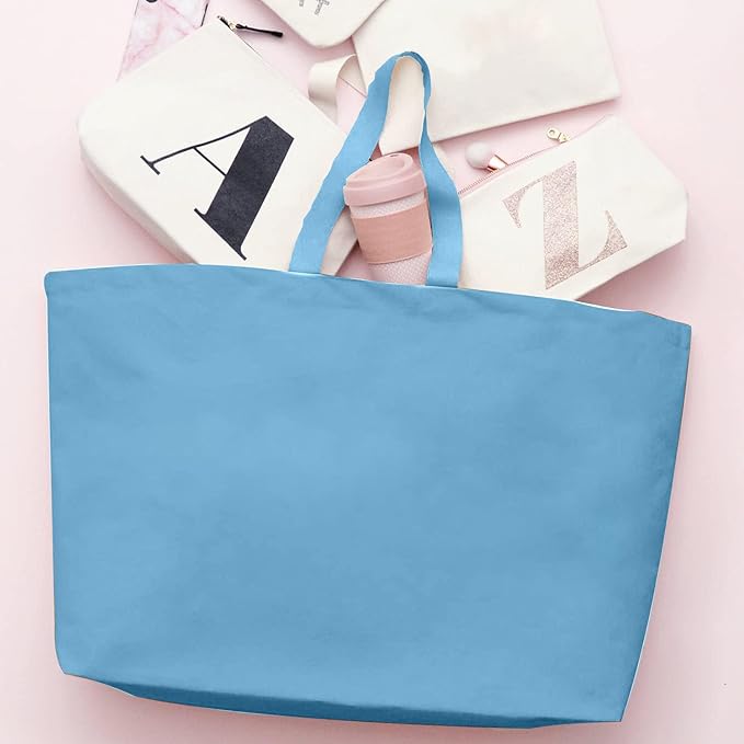 Large Canvas Tote Bag-Extra Big Shopping Beach Totes Bags Reusable Largest Grocery Plain Solid Bag 28"x8"x16"