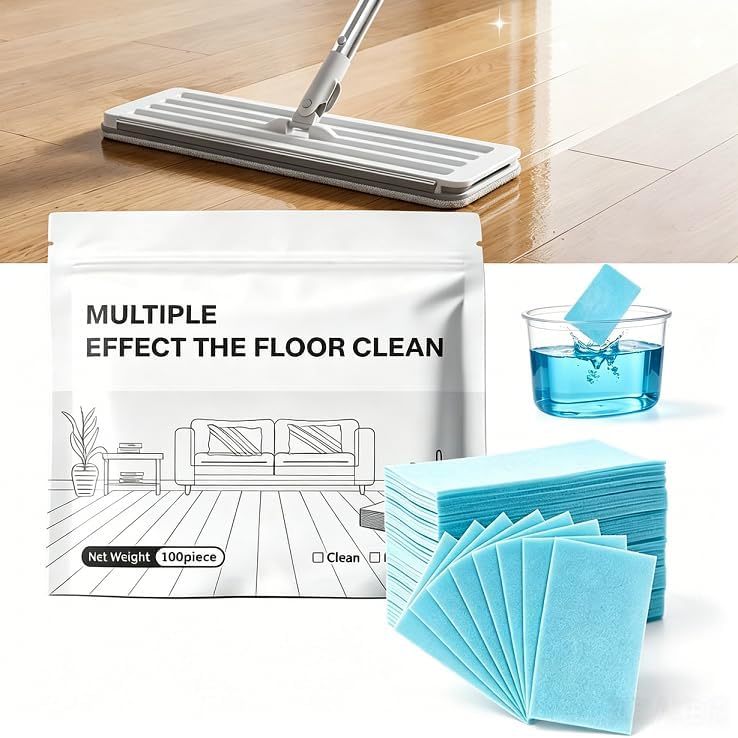 100 pcs 2026 New Multi-effect Floor Clean Tablets, Multi-effect Floor Cleaning Sheets with Fresh Scent, Suitable for Tile, Wood, Laminate, Kitchen, And Bathroom Care Use by Naixio
