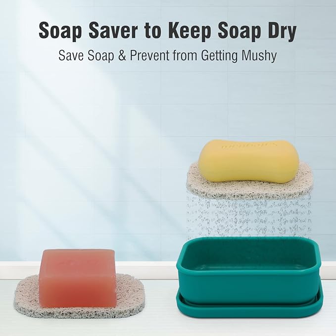 Enhanced Leak Proof Travel Soap Case, AIMAIAIMAI Silicone Soap Container with Draining Layer, Portable Bar Soap Holder for Bathroom, Camping, Gym, Easy to Clean (Green)