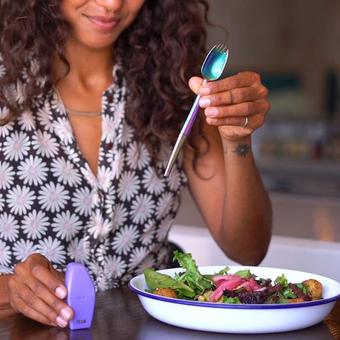 FinalSpork Collapsible, Reusable Metal Spork with Travel Case | Pocket-Sized | Stainless Steel & Platinum Grade Silicone | Eco-Friendly | Assorted Colors