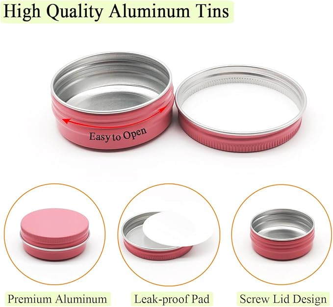 6pack 100ml Aluminum Tin Jars, 100 Gram Empty Travel Cosmetic Sample Containers with Screw Cap Lid, 100g Metal Tins Can Storage Travel Jars for DIY Crafts, Lip Balms, Face Cream, Candle, Tea