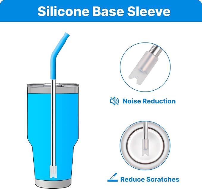 Metal Straws with Silicone Tip for 30 oz YETI Tumbler, 4 Pcs Reusable Stainless Steel Straws for 30 oz 35 oz YETI Cup(Color 4)