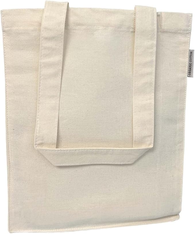 12 Ct Small Cotton Tote Bags with Full Gusset – Reusable Canvas Carry Bags
