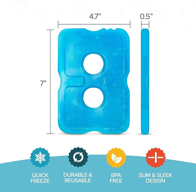 Healthy Packers Ice Packs for Lunch Boxes & Coolers - Freezer Packs - Original Cool Pack | Cooler Accessories for Beach, Camping & Fishing | Slim & Long-Lasting Reusable Ice Pack for Cooler
