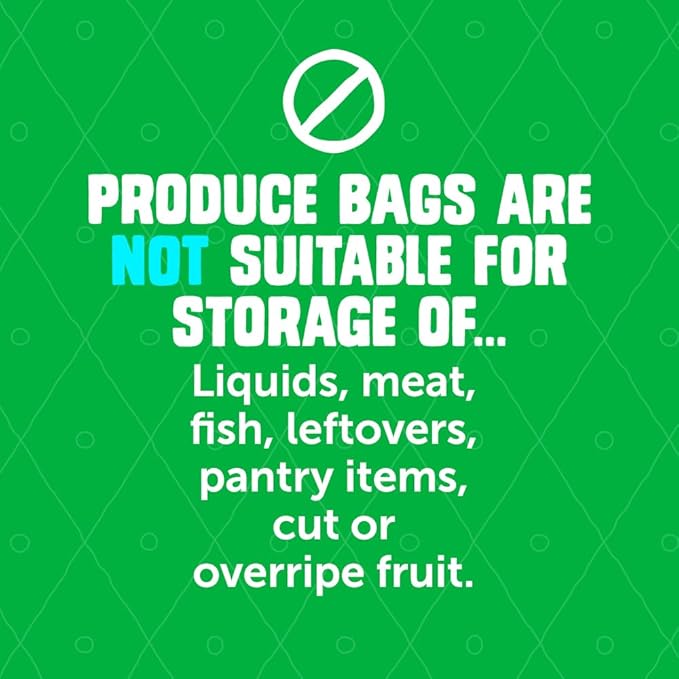 Ziploc Food Storage Produce Bags, Seal Top to Keep and Control Moisture, 15 Bags Total