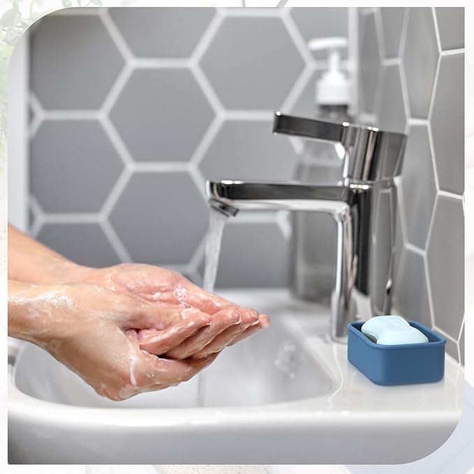 Honeydak 5 Pcs Silicone Travel Soap Case Container Leak Proof Bar Soap Box Holder Dishes with Draining Layer for Traveling, Camping, Gym, Bathroom, 4.7 x 3.3 x 1.7 Inches