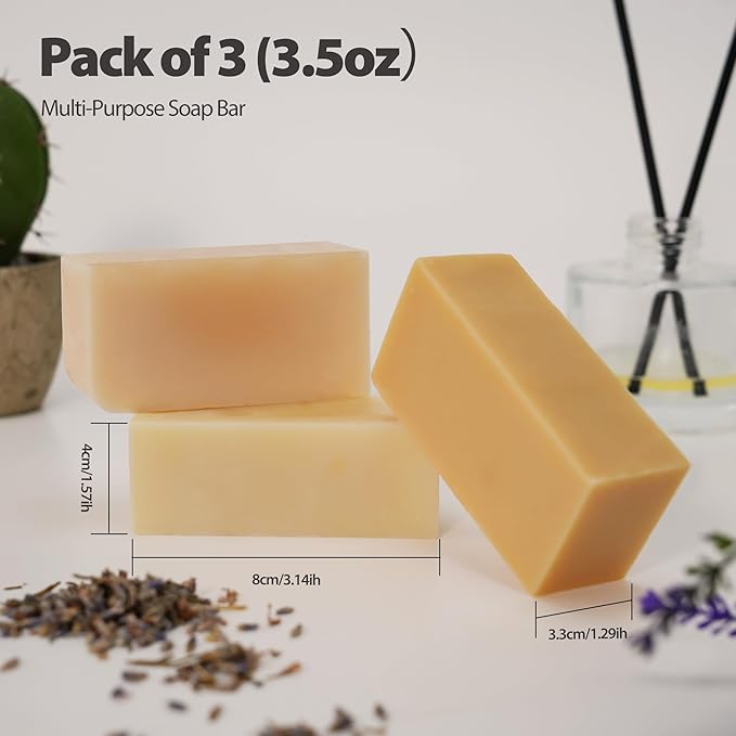 MAYJAM 3 Pcs Clean Bar Soap with Vitamin E Olive Natural Essential Soap Bar Gift Set for Body Face Smooth Skin Bath Soap for All Skin Types Roman Chamomile,Frankincense,Lemongrass Soap Handmade