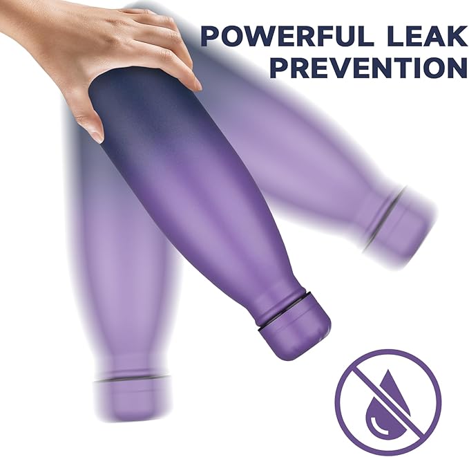 OWS 17oz Insulated Water Bottles Bulk 1/2/4 Pack, Metal Sports Water Bottles, Double Wall Vacuum BPA-Free Flask for School, Sports(purple navy 1pc)