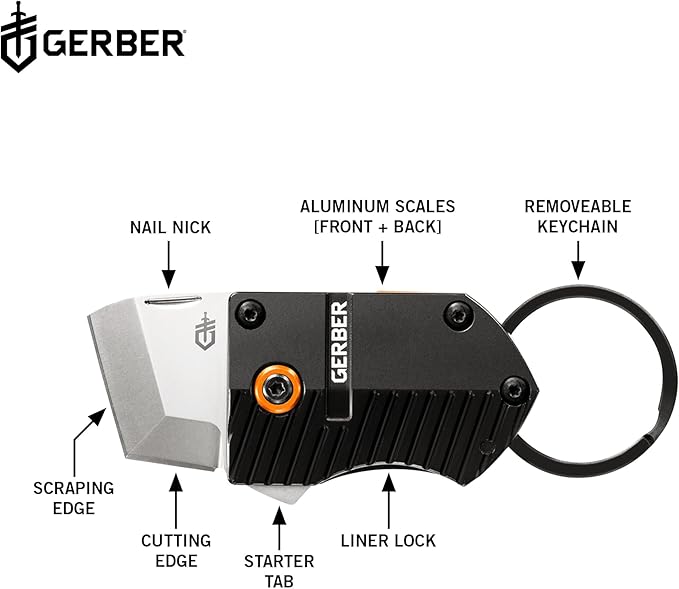 Gerber Gear Key Note Pocket Knife, 1" Plain Edge Box Cutter EDC Keychain Pocket Knife for Everyday Carry, Black
