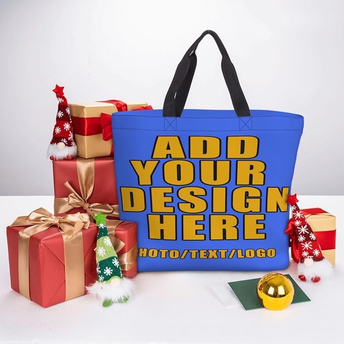 Custom Large Black Tote Bag With Pocket Extra Large Reusable Grocery Bags