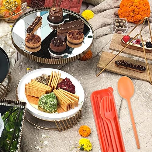 Reusable Utensils Set with Case, 4 Sets Plastic Spoons and Forks Set - Image 4