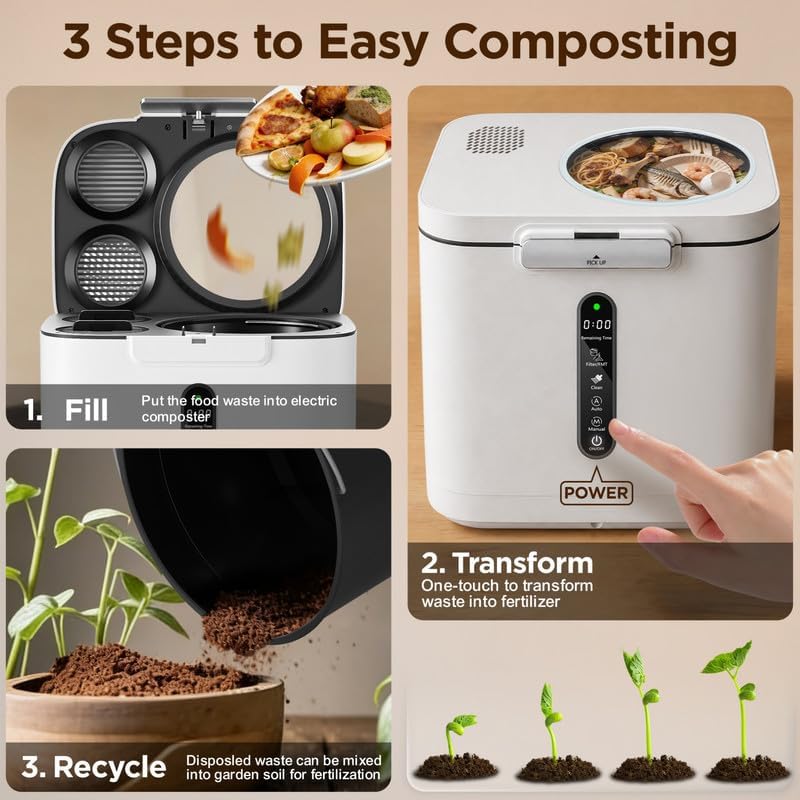 4L Electric Composter with Visable Window, Kitchen Intelligent Compost Bin - Image 3