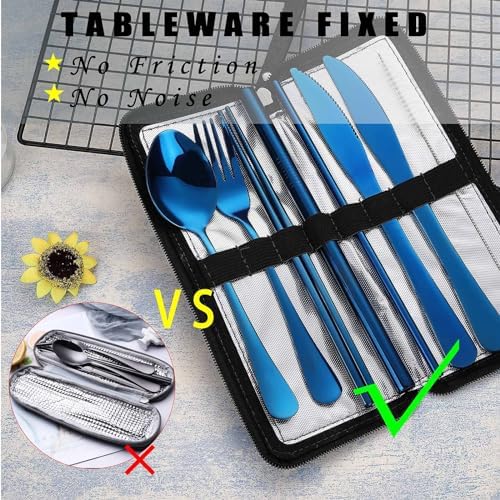 DEVICO Camping Utensils, Stainless Steel Travel Silverware Set with Case - Image 3