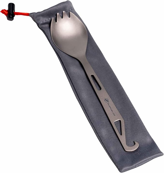FlipFuel Camping Titanium Spork - Ultra-Lightweight, Durable, Built-In Bottle Opener