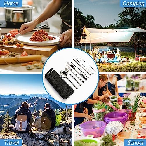 DEVICO Camping Utensils, Stainless Steel Travel Silverware Set with Case - Image 6