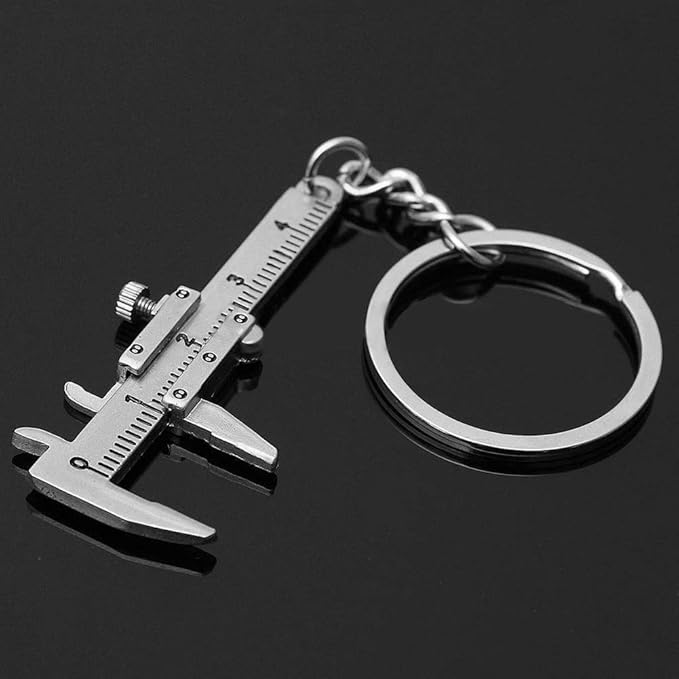 Nekoki Mini Key Chain Tool Movable Vernier Caliper Ruler Sliding Key Holder Rings Keychain Tools Cool Keychain Gift Ideas for Men Women