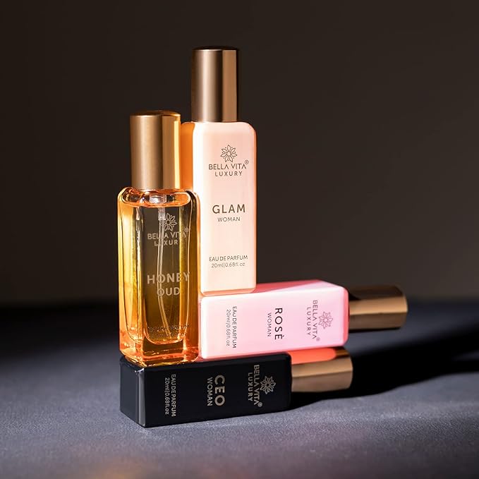 BellaVita Luxury Him and Her Perfume Gift Bundle for Men & Women | 8x20ml Mini Perfumes | Woody, Floral, Citrus, Oud, Vanilla & Musk | Couple Gift Set | Travel-Ready Fragrance Collection