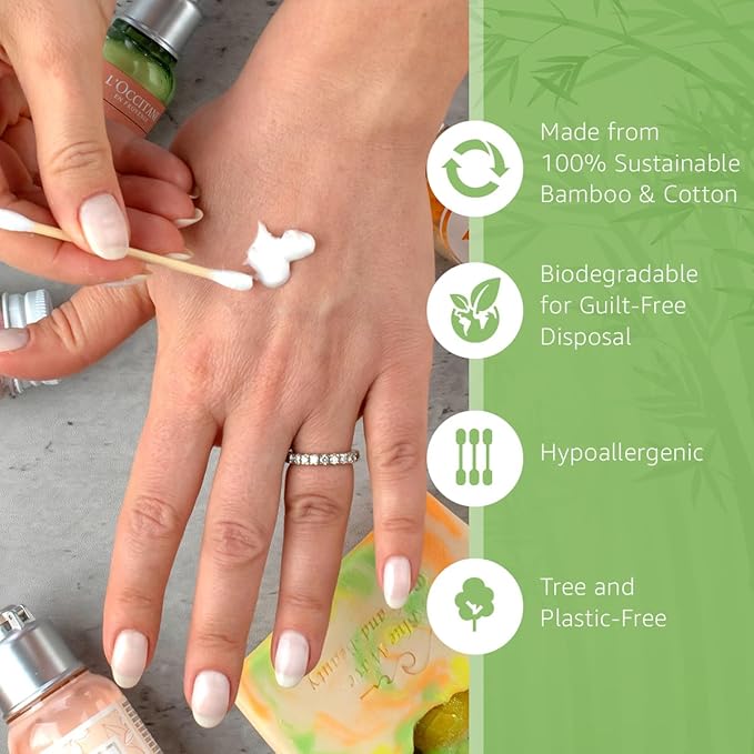 Ibambo 100% Bamboo Cotton Ear Swabs (200-Pack) | Double Tipped Ear Cotton Buds for Beauty & Personal Care | FSC Certified & Hypoallergenic | Suitable for All Ages & Pets | Biodegradable & Disposable