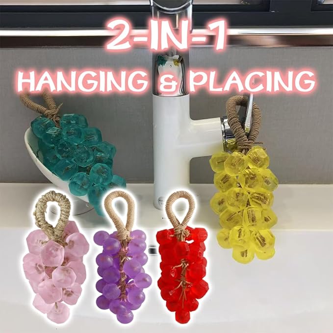 Handmade Grape Soap on a Rope, Natural Cold Process Cluster Soap Bar for Hand Wash and Bath, Decorative & Long Lasting Fragrance, Gift Set for Women Men (1, Rose2)