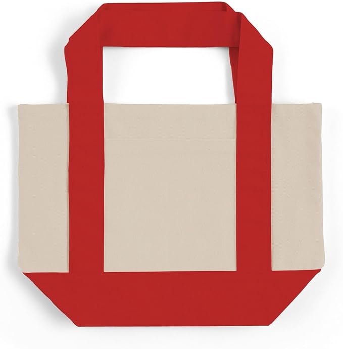 12 Pack Mini Iconic Canvas Shopping Bags with Gusset – Reusable Eco-Friendly Tote Bags with Handles