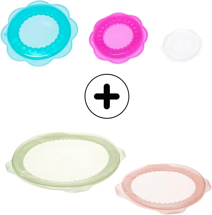 OVERMATT Reusable Food Storage Cover, Set of 5 Sizes, Stretch Silicone Multicolor Seal Lids, SEOULIKA_OVM0319