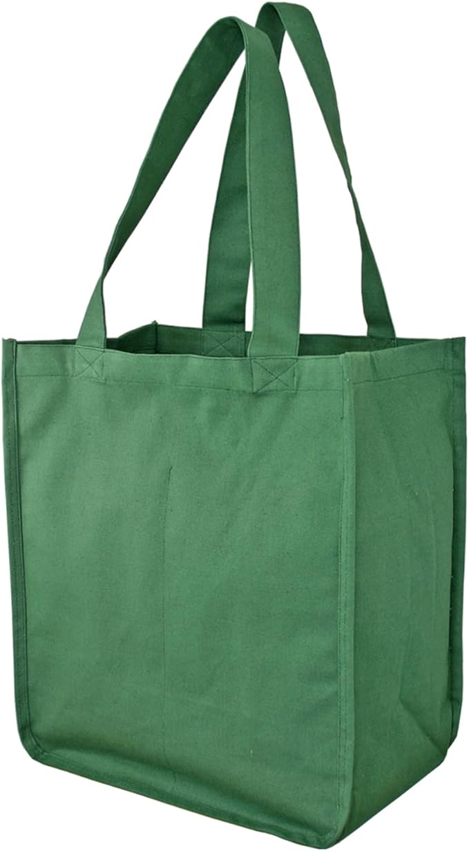 Simple Ecology Organic Cotton Deluxe Reusable Grocery Shopping Bag; Bottle Sleeves, Rigid Bottom Support (UPDATED DESIGN)