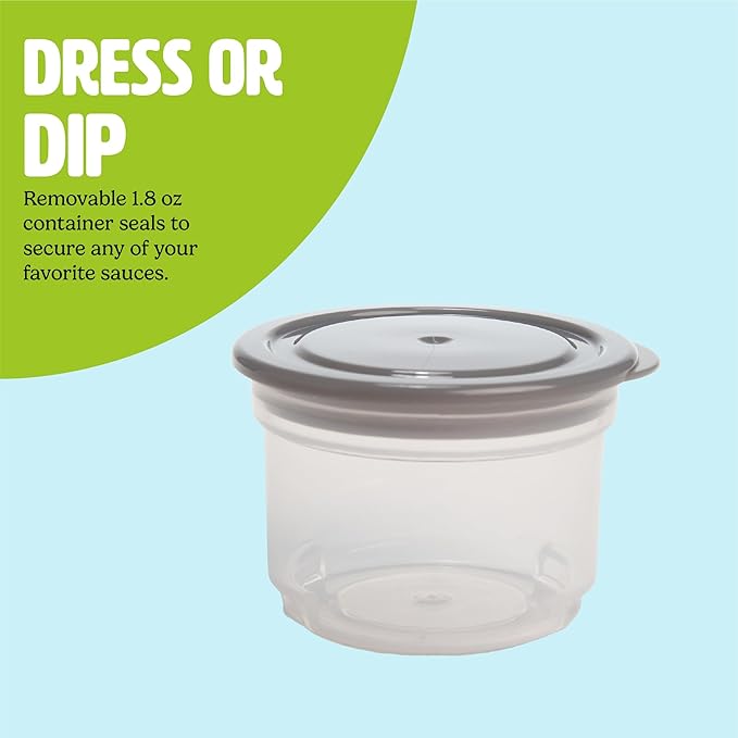 Tasty Travel Snack Cups with Spoons, On-The-Go Snacking, Divided Compartments, Great for Nuts, Cereal, Granola, Yogurt and More, Made Without BPA, 2-Pack, Gray