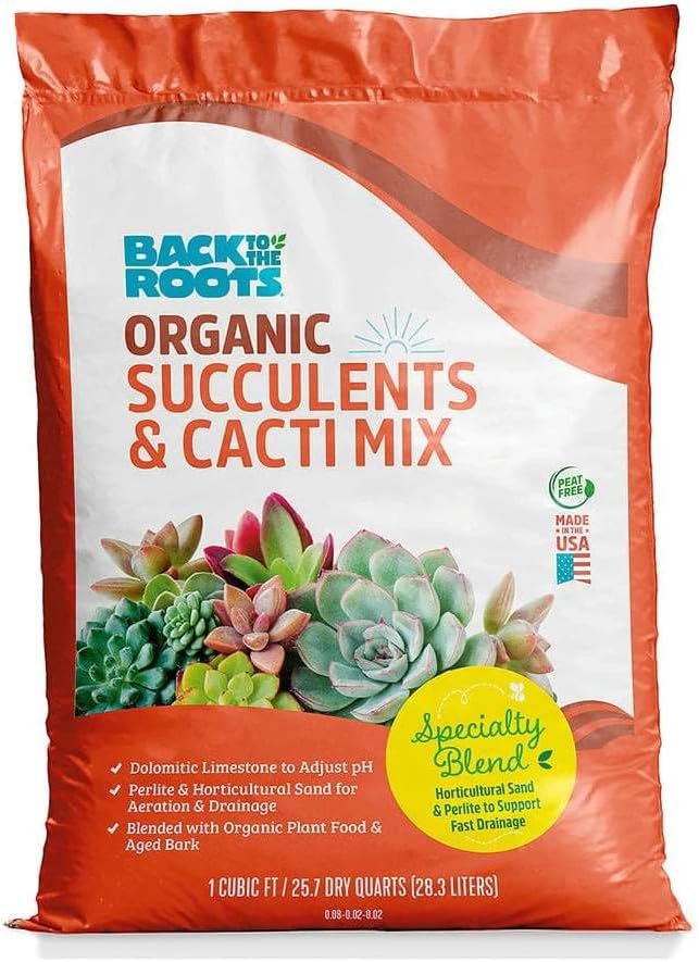 Back to the Roots 100% Organic Succulent & Cacti Mix (Value 25 Quart) | Made in the USA by BacktotheRoots