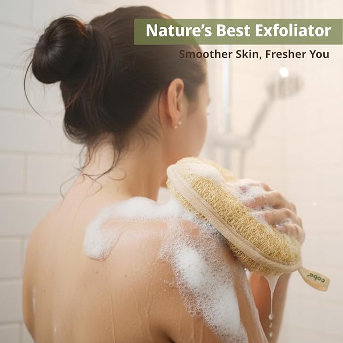 Natural Loofah Care Set – Exfoliating Body Scrubber Pads & Exfoliating Facial Scrubber | 100% Plant-Based Shower Luffa Sponge | Bath Loofah for Women & Men